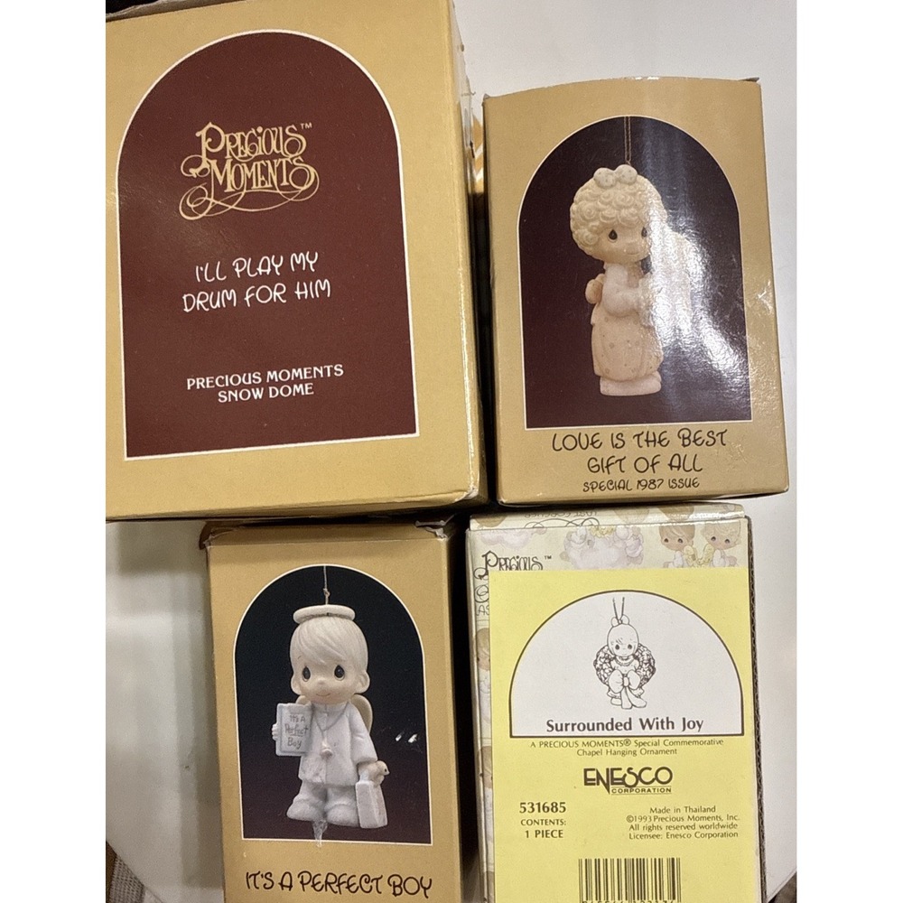 Vintage Enesco Hand Painted Precious Moments Figurines in original boxes